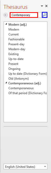 Thesaurus Task Pane - Indezine Thesaurus Task Pane
