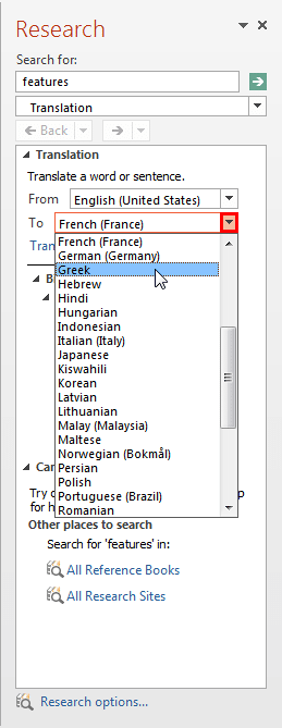 Select a language to translate to