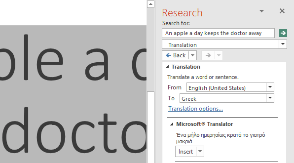 Translation using Microsoft Translator