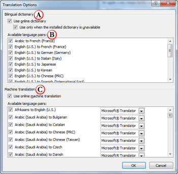 Translation Options in PowerPoint 2010 for Windows