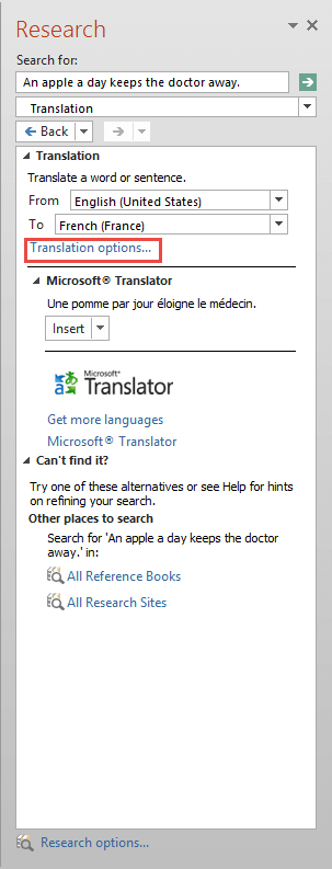 Using an online Translation service