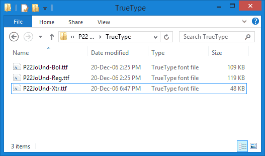 TTF (TrueType Fonts) in a folder