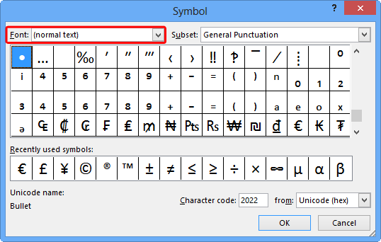 Symbol dialog box - Indezine Symbol dialog box