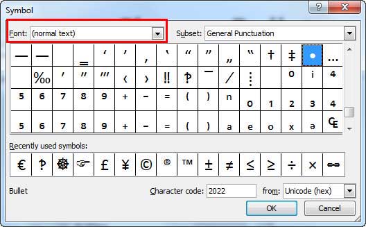 Symbol dialog box - Indezine Symbol dialog box