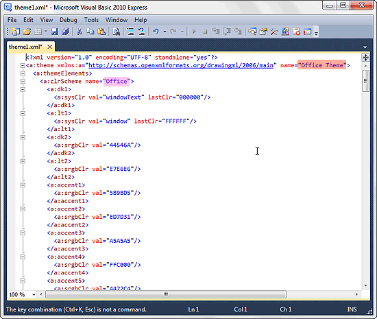Entire document's code view