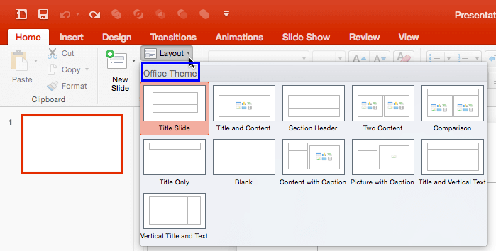 change title in powerpoint for mac