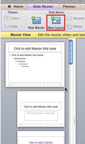 New Slide Layout insertion point