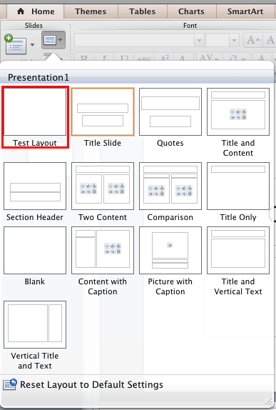 New Slide Layout within the Layout drop-down menu