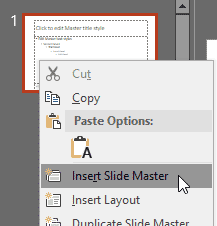 Insert Slide Master option within the contextual menu