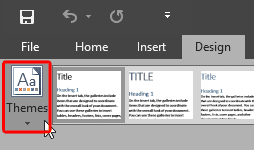 Themes button within Word 2016