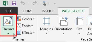 Themes button within Excel 2013