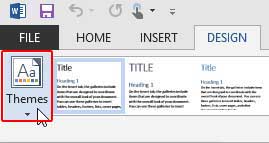 Themes button within Word 2013