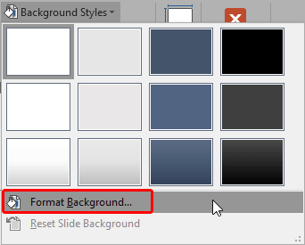 Background Styles drop-down gallery