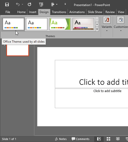 Blank presentation with Office Theme applied