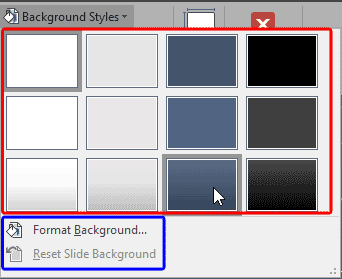  Background Styles drop-down gallery
