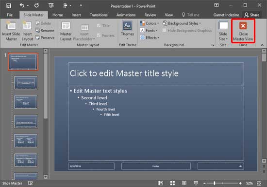 Background Style changed within the Slide Master view