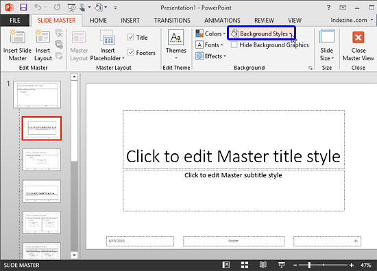 Background Styles button within Slide Master view Background Styles button within Slide Master view