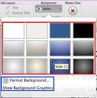 how can i change the background color for only one slide in powerpoint for mac 2011