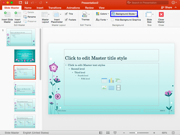 Change Background Styles for Slide Layouts in PowerPoint 2016 for Mac