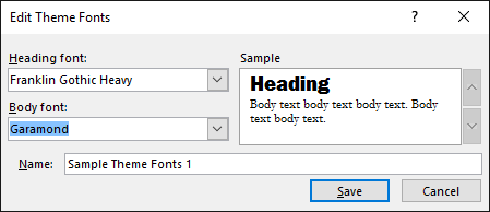 Changes made to the Theme Font