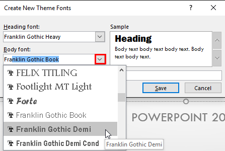 Select a font for body text
