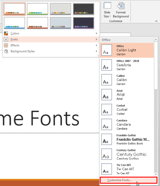 Customize Fonts option