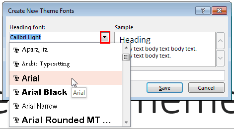 Select a font for Heading