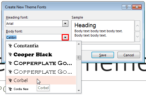 Select a font for body text