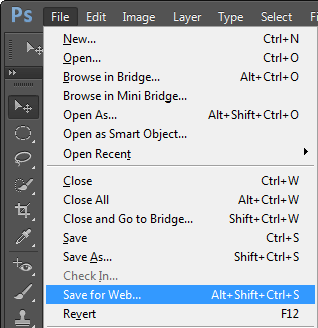 Summon Photoshop's Save for Web option Summon Photoshop's Save for Web option