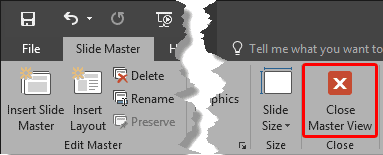 Close Master View button Close Master View button