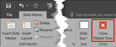Close Master View button