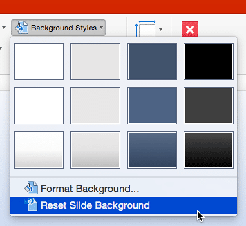 Reset Slide Background option within the Background Styles gallery