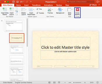 Custom Backgrounds for Slide Master and Layouts in PowerPoint 2016 for Mac
