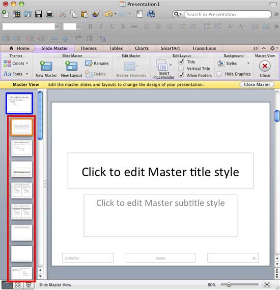 Slide Layouts within Slide Master view
