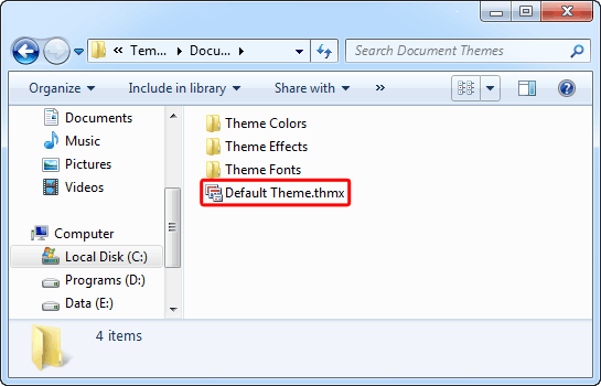 Default Theme file within the appropriate location