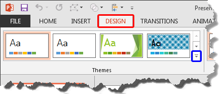 Design tab of the Ribbon