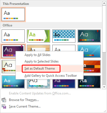Learn PowerPoint 2013 for Windows: Change the Default Template or Theme