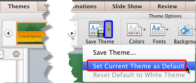 Save Current Theme as Default