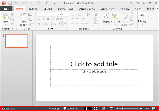 PowerPoint 2013 interface does not show Theme name on the Status Bar