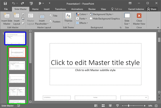 Slide Master and Slide Layouts within PowerPoint