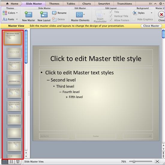 powerpoint apply slide master