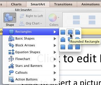 Rounded Rectangle shape selected Rounded Rectangle shape selected