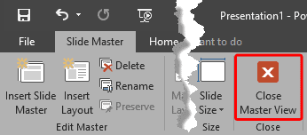 Close Master View button Close Master View button