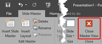 Close Master View button