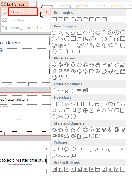 Change Shape option Change Shape option