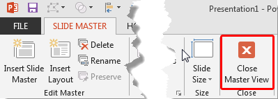 Close Master View button Close Master View button