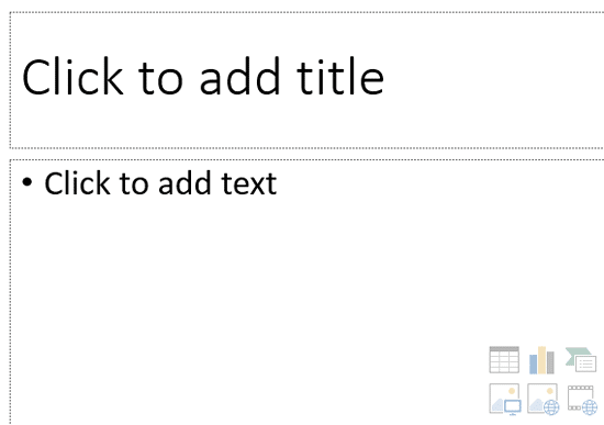 Part of a new slide showing placeholders with dotted borders