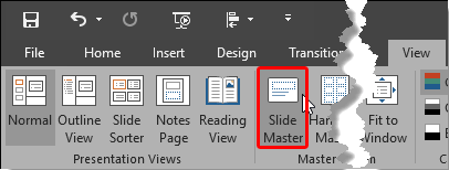 Slide Master button within the View tab of the Ribbon