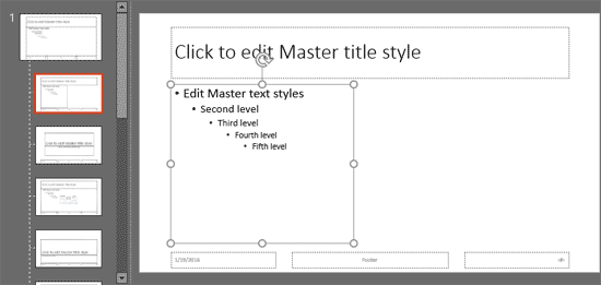 Text Placeholder inserted within the slide layout