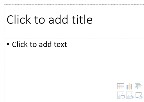 Part of a new slide showing placeholders with dotted borders